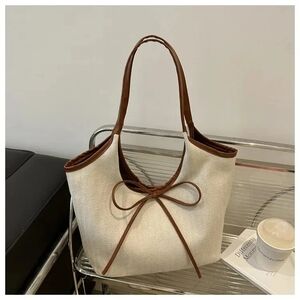 Elegant Cream and Brown Tote Bag